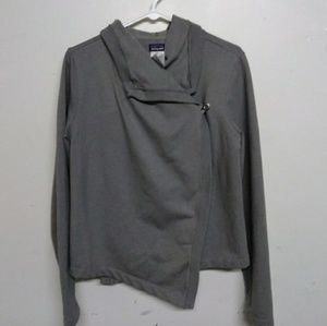 Patagonia grey one button asymmetrical cardigan M